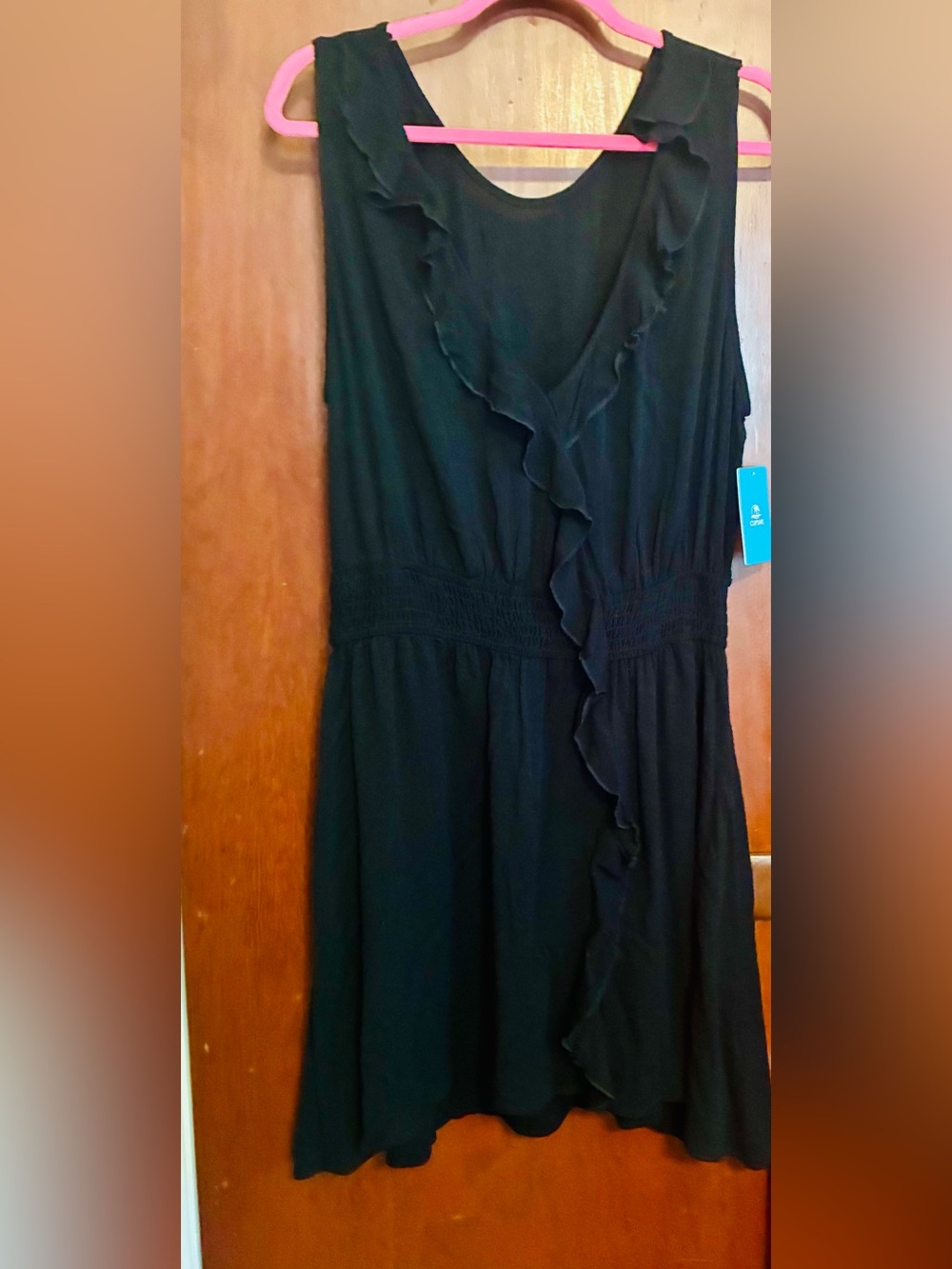 Cupshe Black Ruffled Sleeveless Swim Coverup